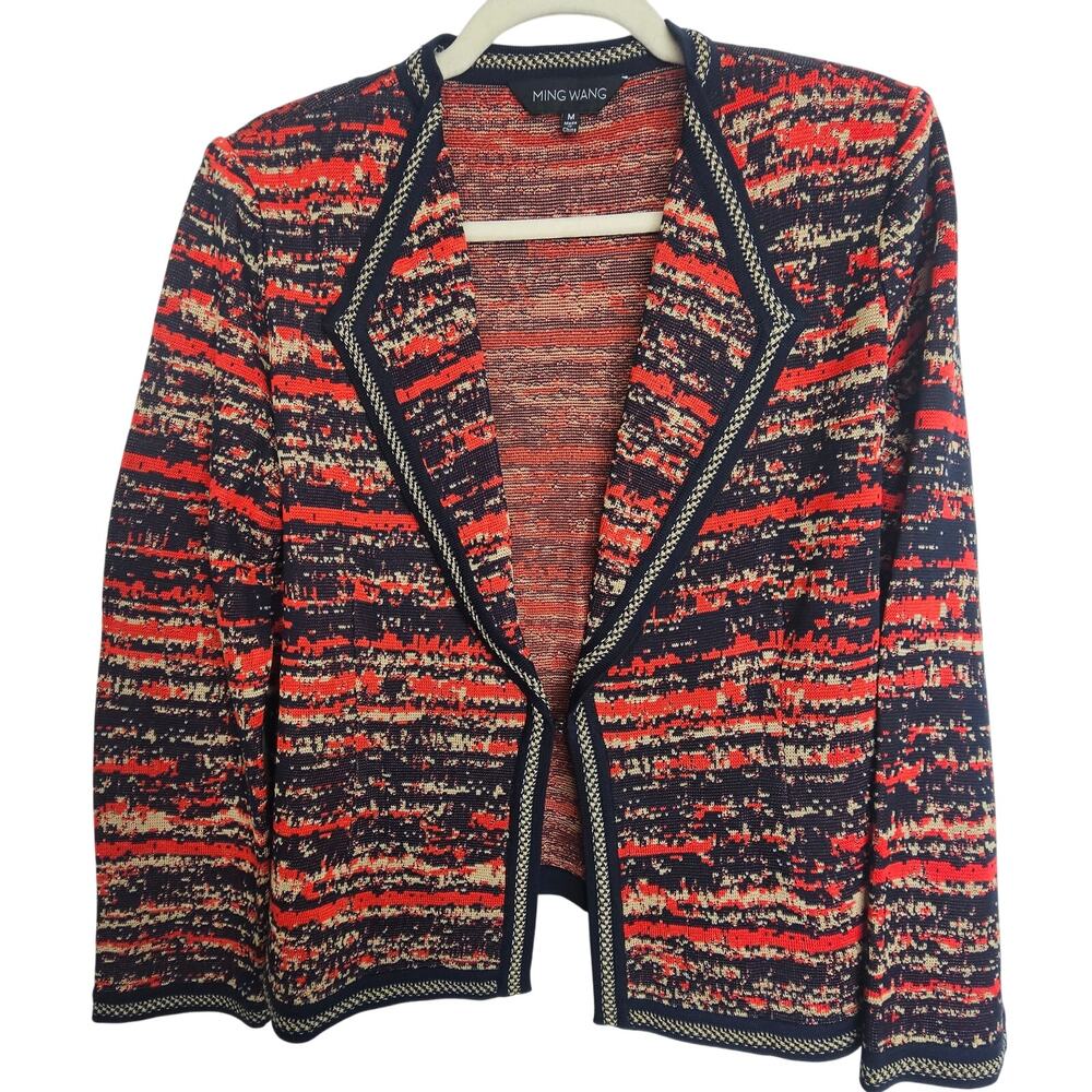 Ming Wang Womens Artsy Sweater Blazer Size M Career Corp Art To Wear Office Work